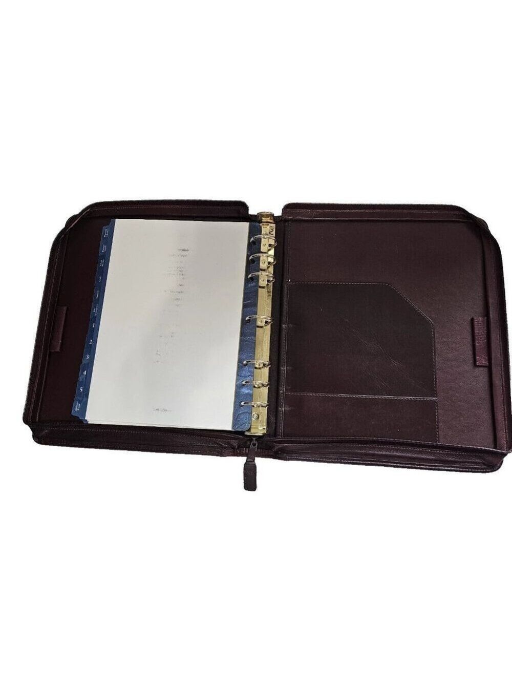 Franklin Quest Leather 7 Ring Binder Burgundy Organizer Dividers Card Holders - Picture 4 of 16